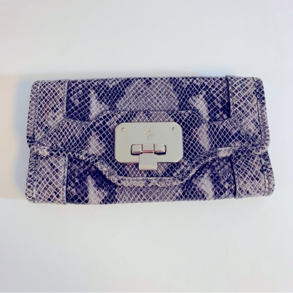 Cole Haan Snakeskin Silver Grey Leather Wristlet Clutch